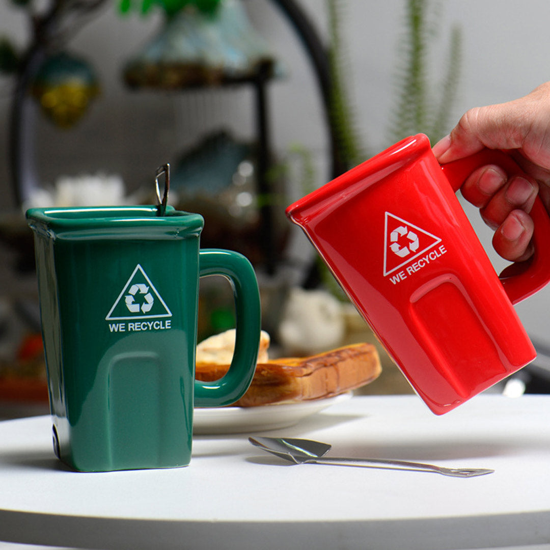 Creative Trash Can shaped Ceramic Mug