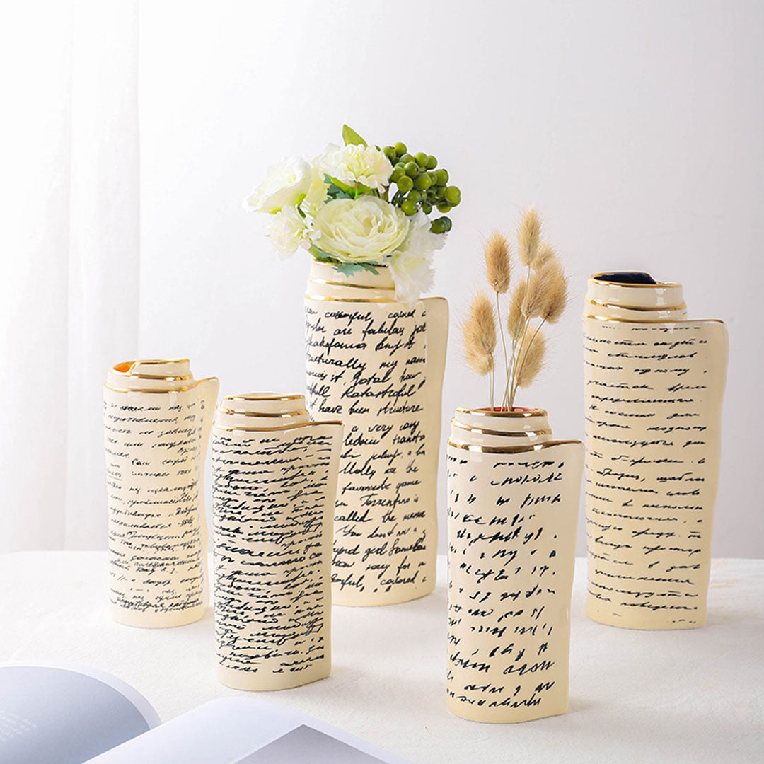 Buch-Seiten-Design-Keramik-Vase