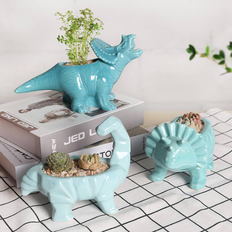 Maceta de dinosaurio para plantas suculentas