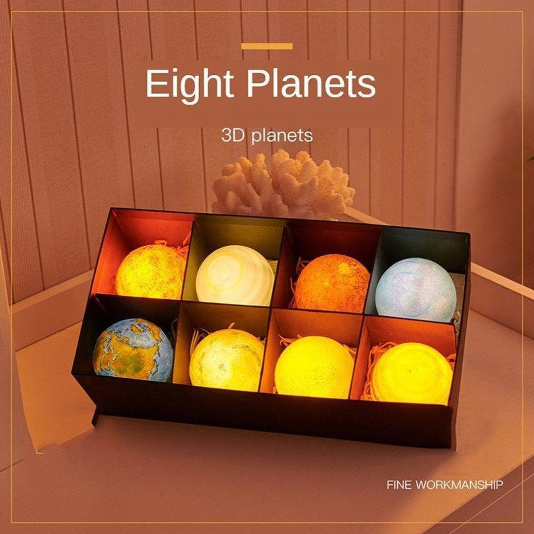 Acht Planeten 3D-Druck-LED-Lampen-Set