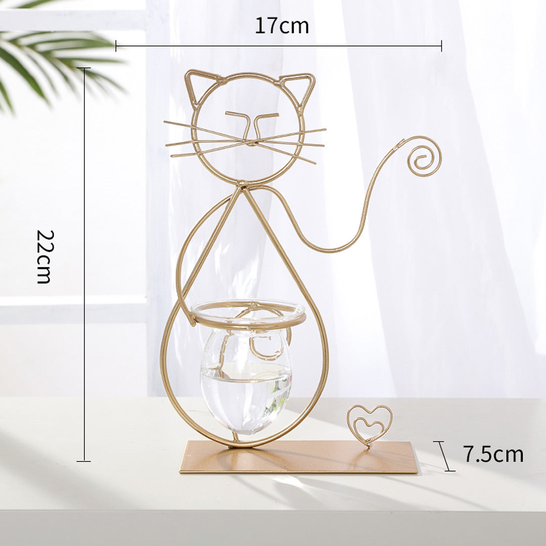 Cat Iron Art Deco Hydroponic Vase