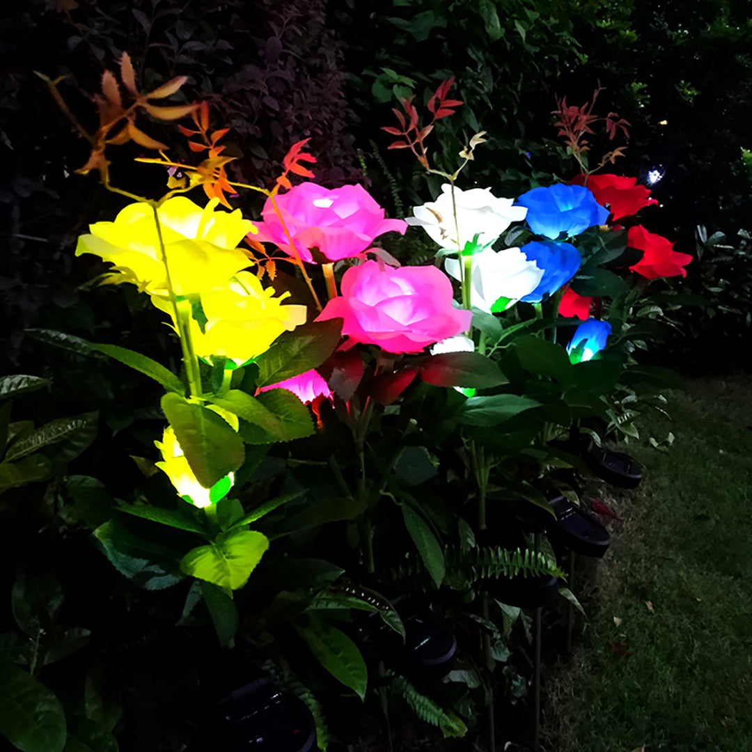 Luces solares LED de rosas