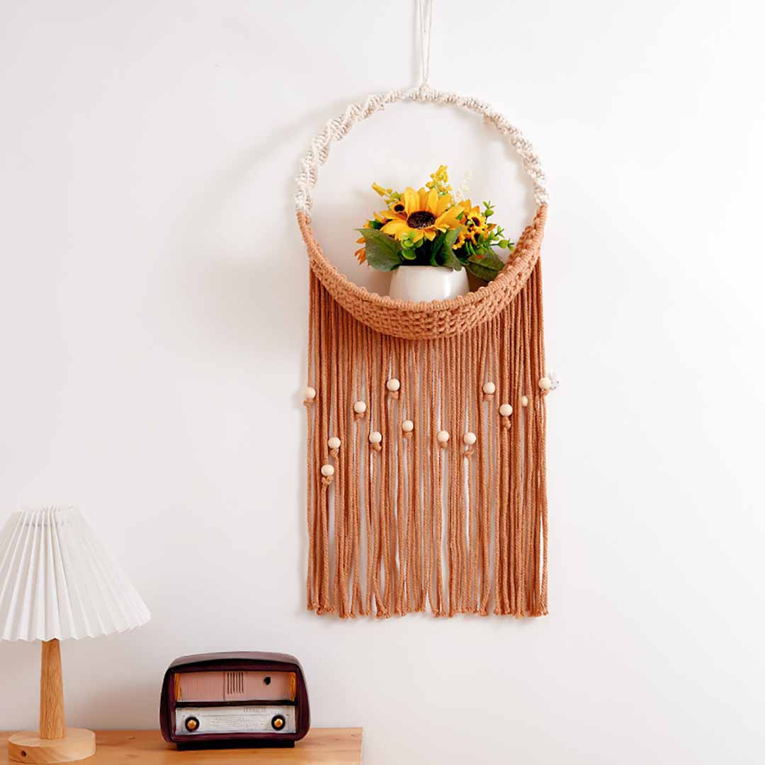 Hand-Woven Macrame Planter Rack