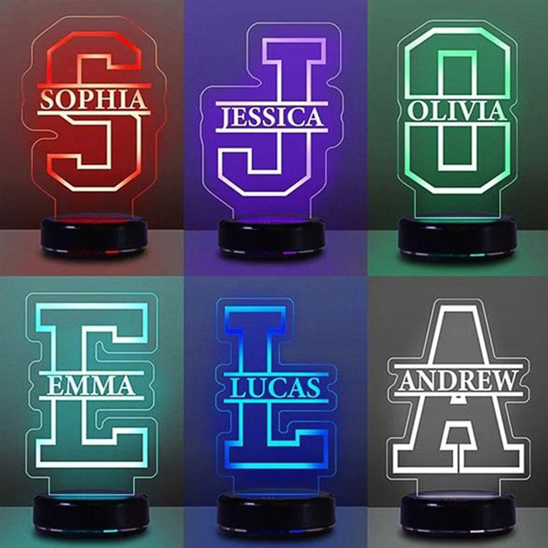 Luz de noche con letra de nombre personalizada