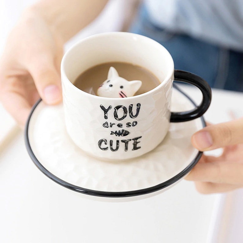 Hand-Made Cute Cat Ceramic Cup