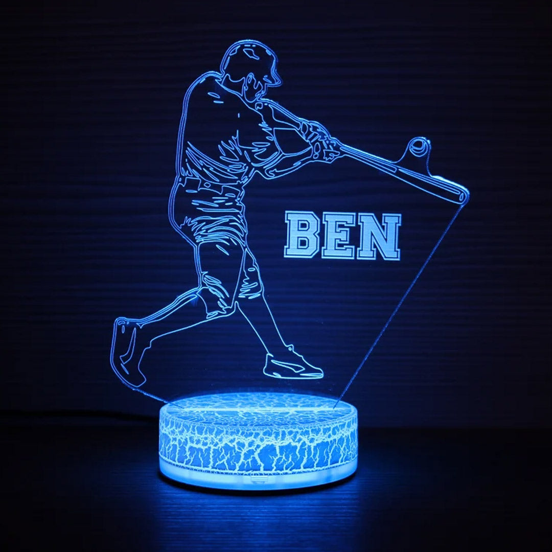 Luz de noche personalizada de jugador de béisbol