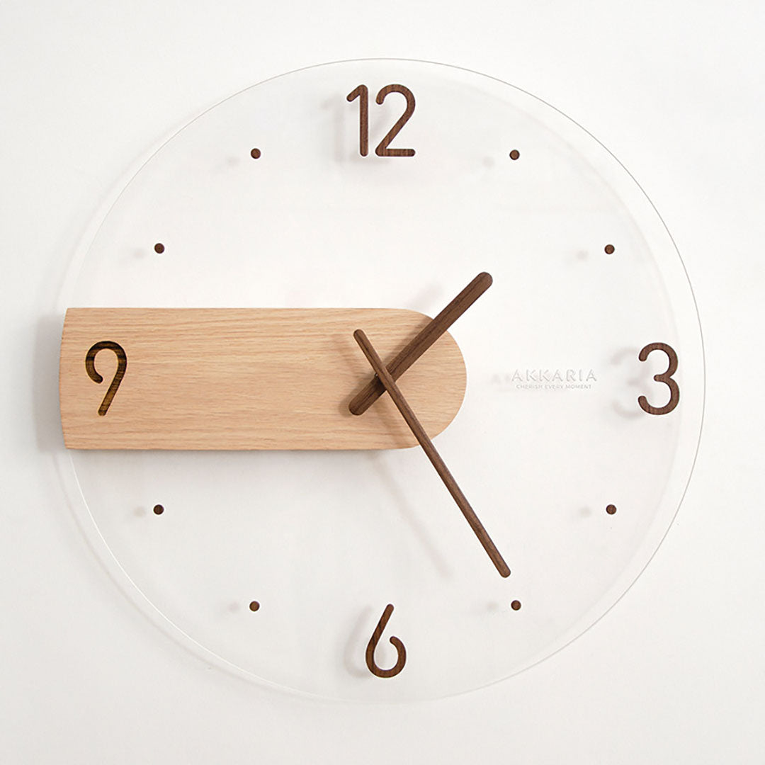 Reloj de pared acrílico de madera maciza