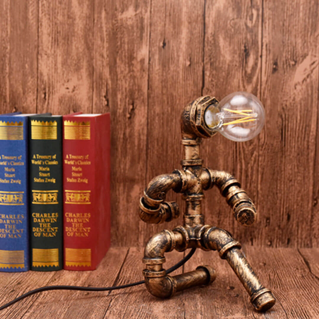 Loft Retro Punk Robot Pipe Table Lamp