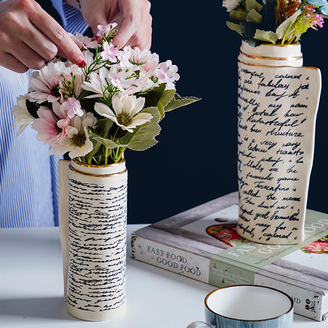 Buch-Seiten-Design-Keramik-Vase
