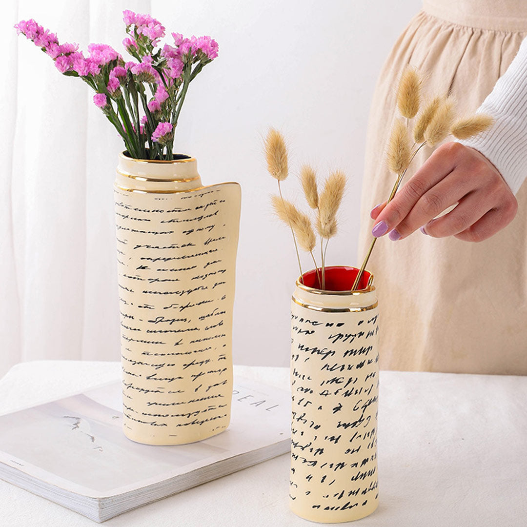 Buch-Seiten-Design-Keramik-Vase