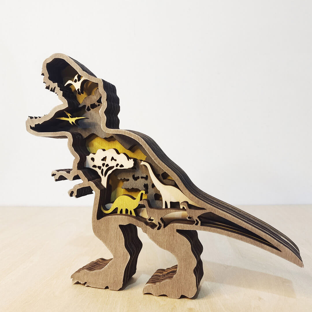 3D Wooden Running Fox Carving Handcraft