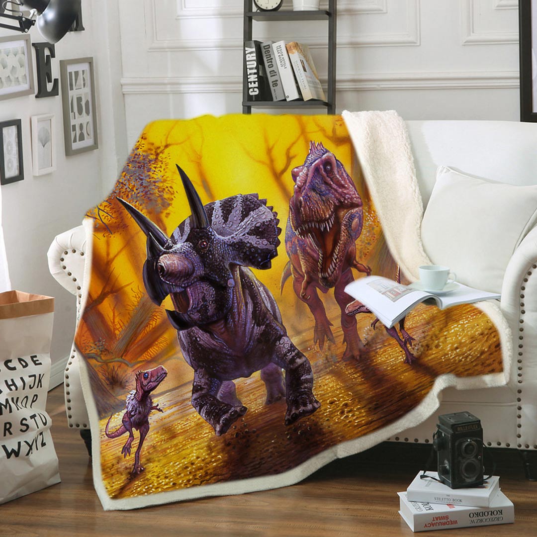 Couverture molletonnée dinosaure