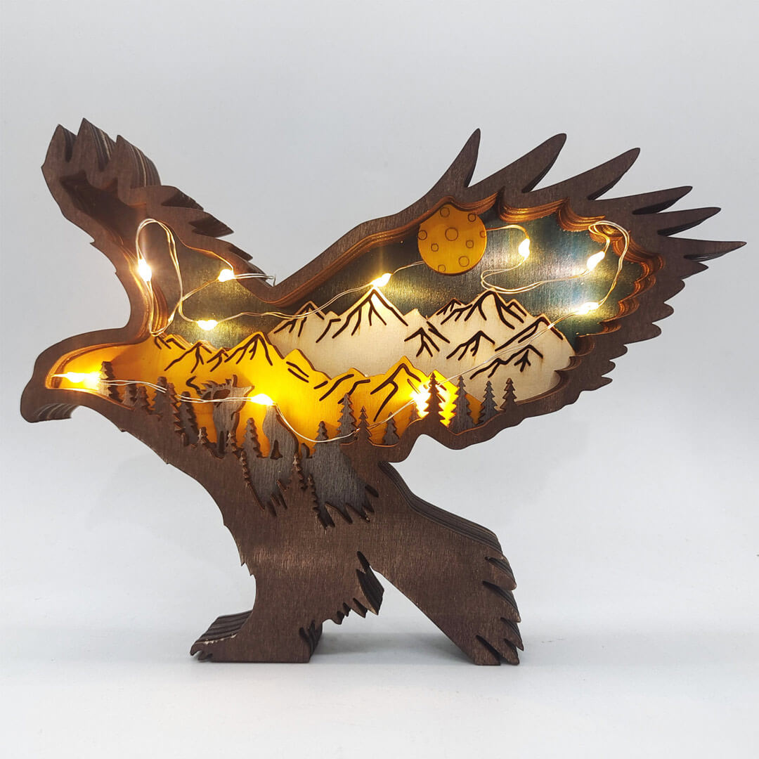 3D Wooden Eagle Carving Handcraft