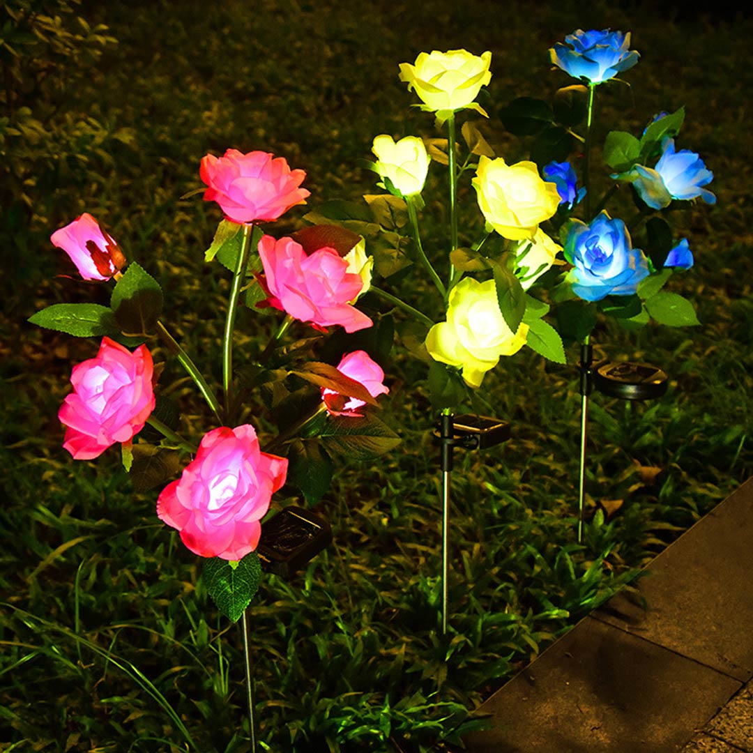 Luces solares LED de rosas
