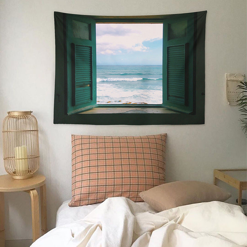 Dormitorio con vista al mar Tela decorativa