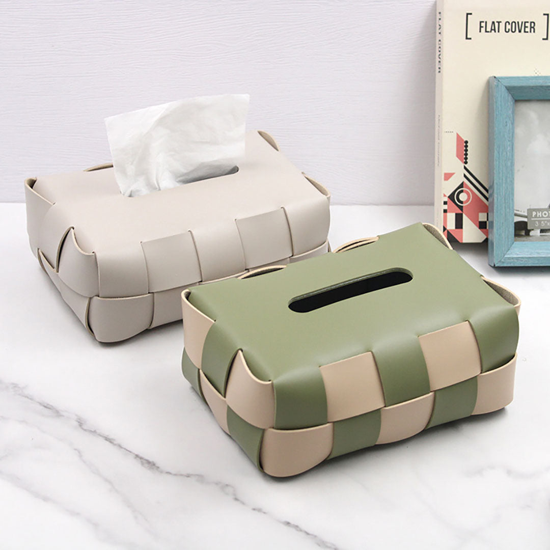 Taschentuchbox aus gewebtem Leder