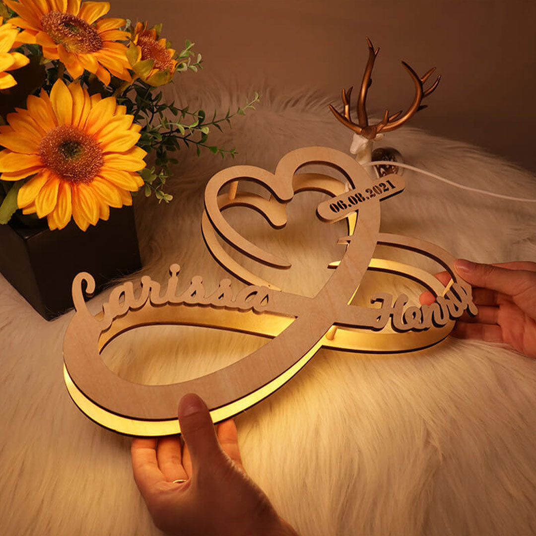 Luz de noche de madera infinita personalizada