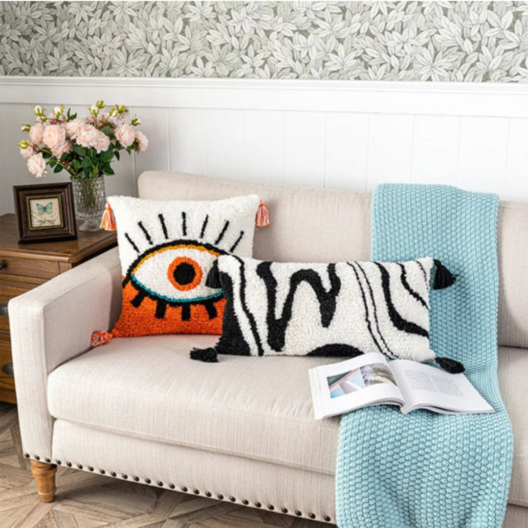 Housses de coussin de broderie tuftée Boho