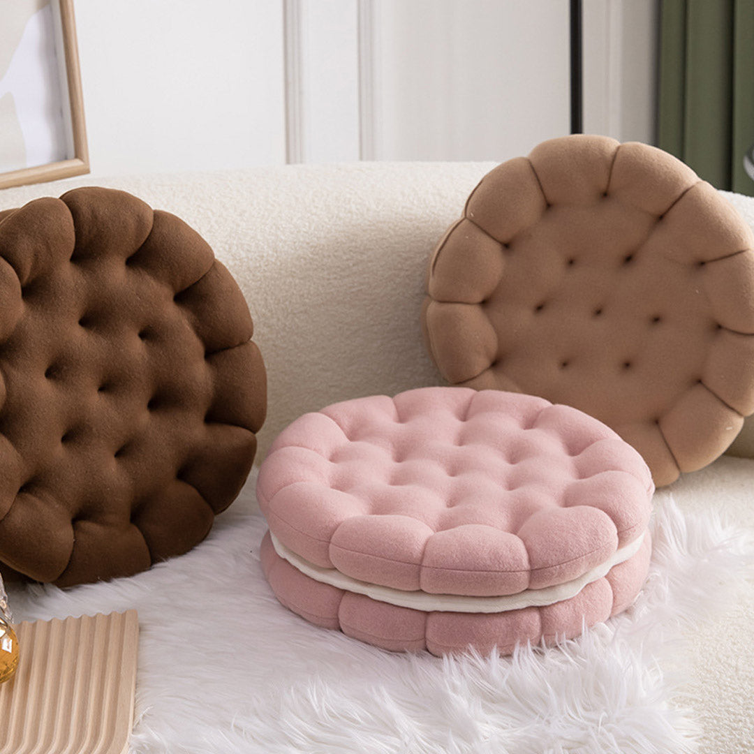 Biscuit Shaped Decorative Round Throw Pillow