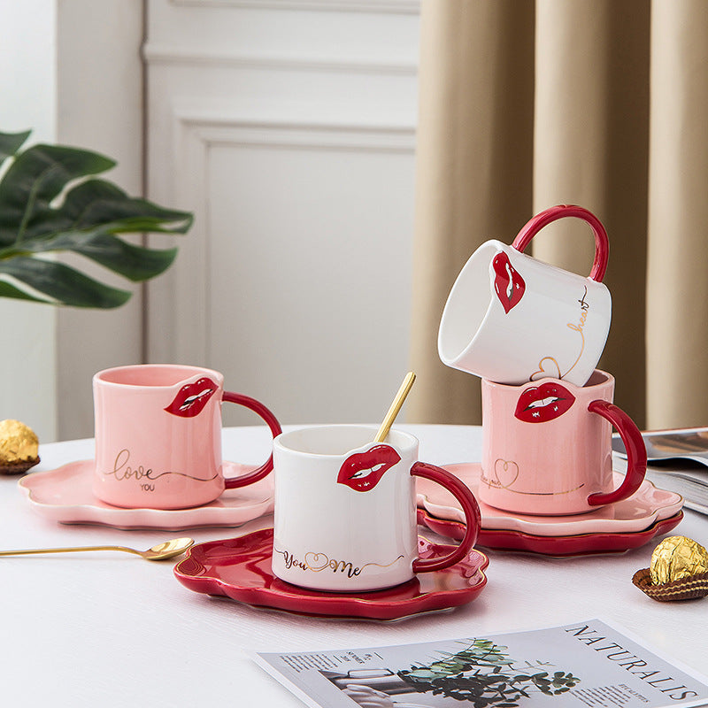 Sexy Red Lip Coffee Mug & Saucer
