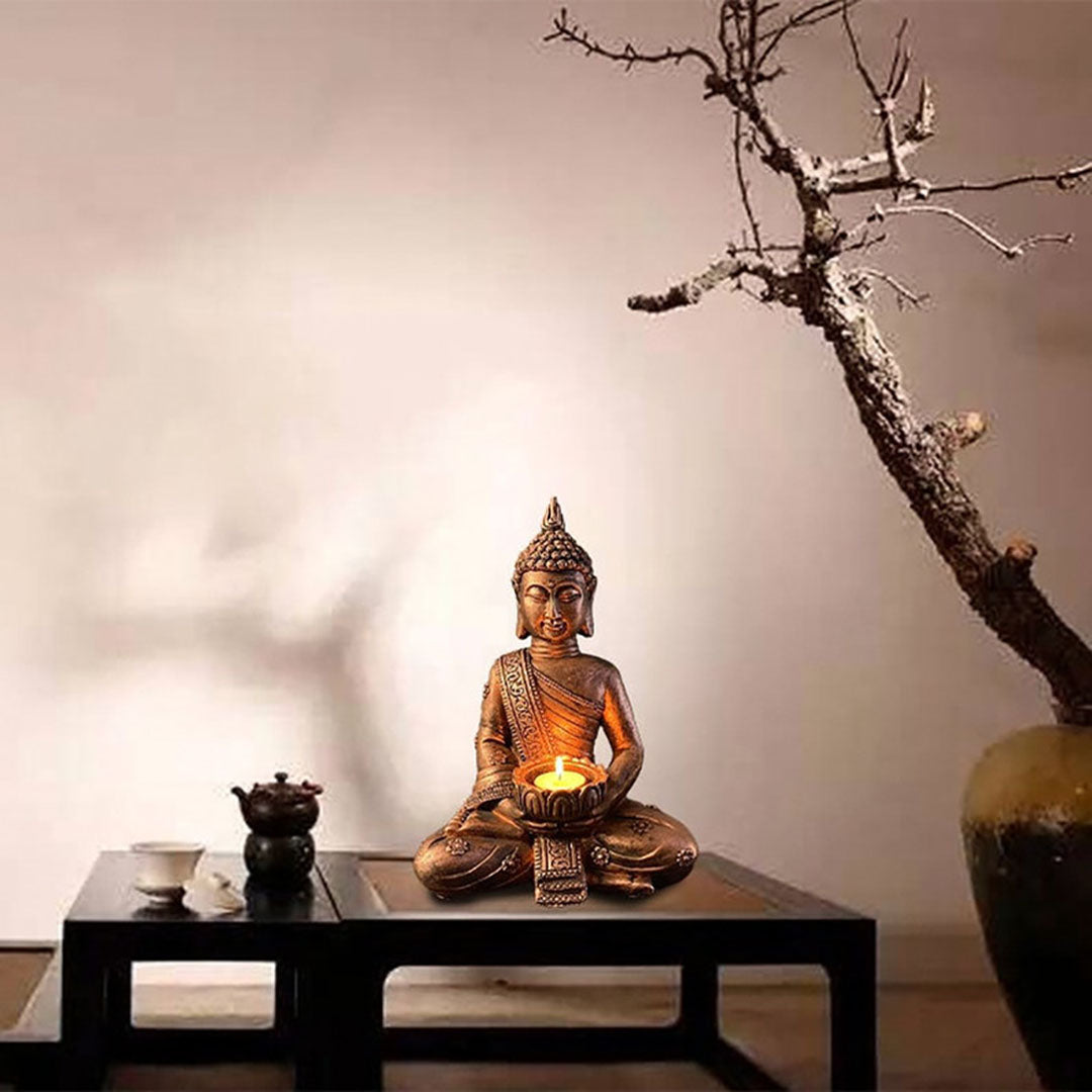 Handgefertigte Buddha-Statue mit Kerzenhalter