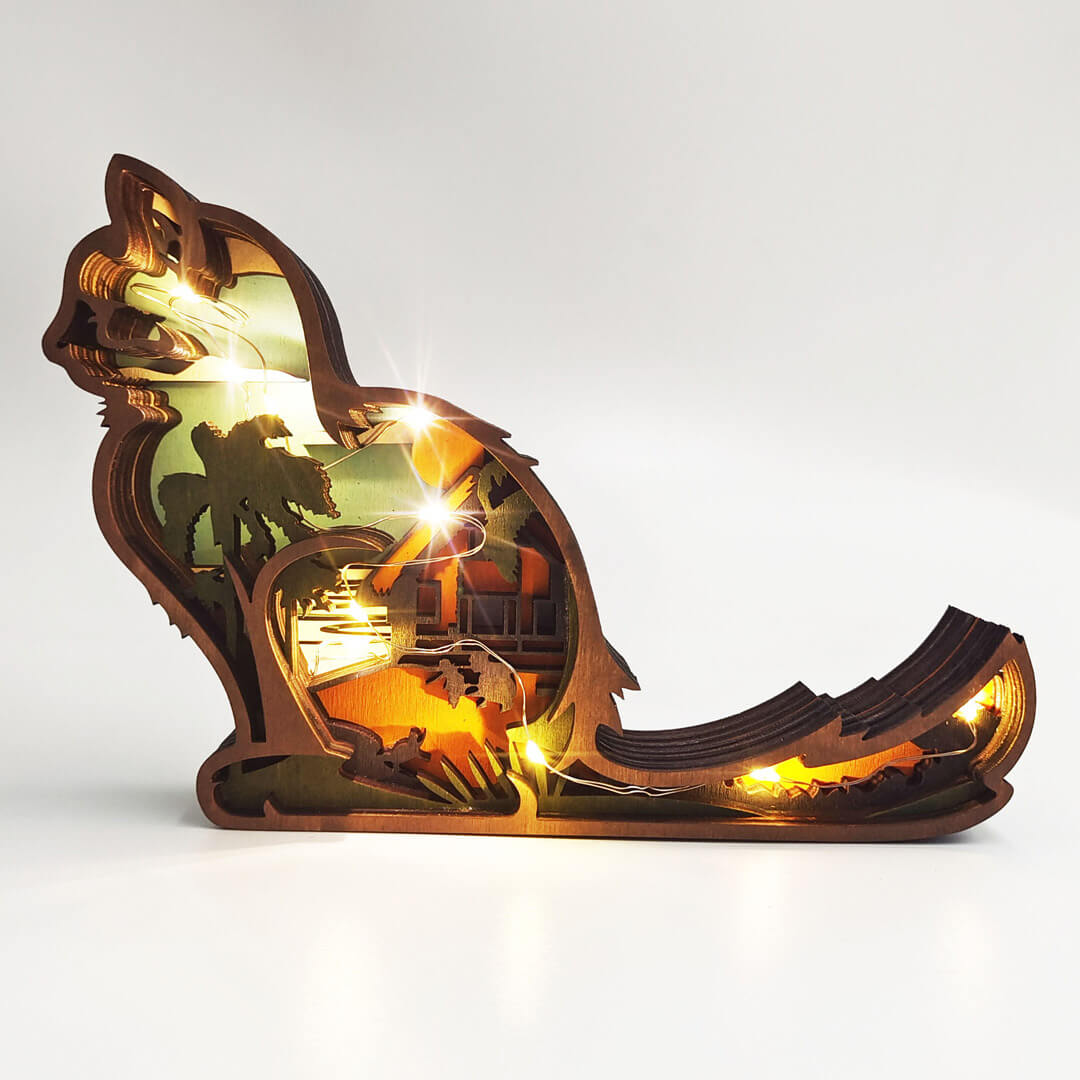 3D Wooden Running Fox Carving Handcraft