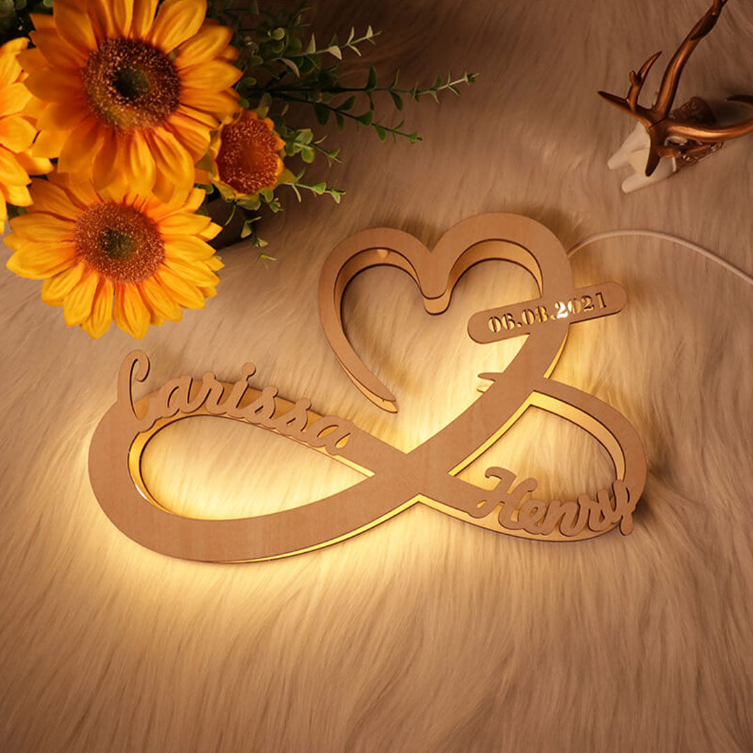 Luz de noche de madera infinita personalizada