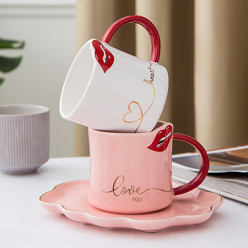 Sexy Red Lip Coffee Mug & Saucer
