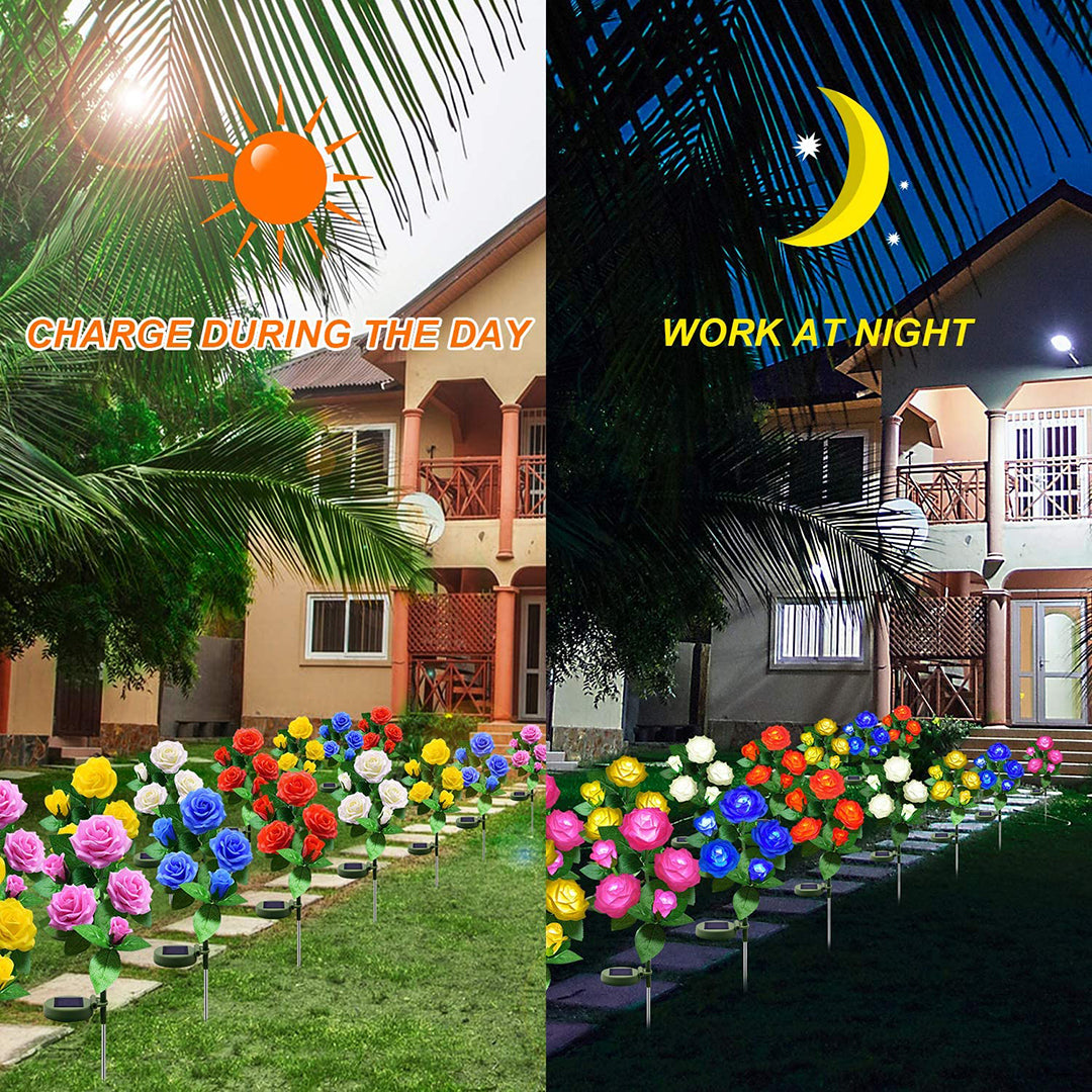 Luces solares LED de rosas