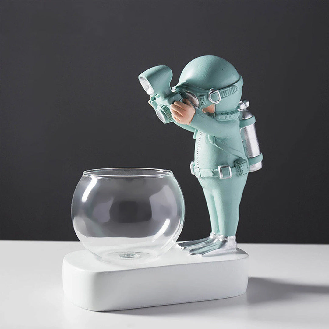 Vase en verre astronaute de l'espace