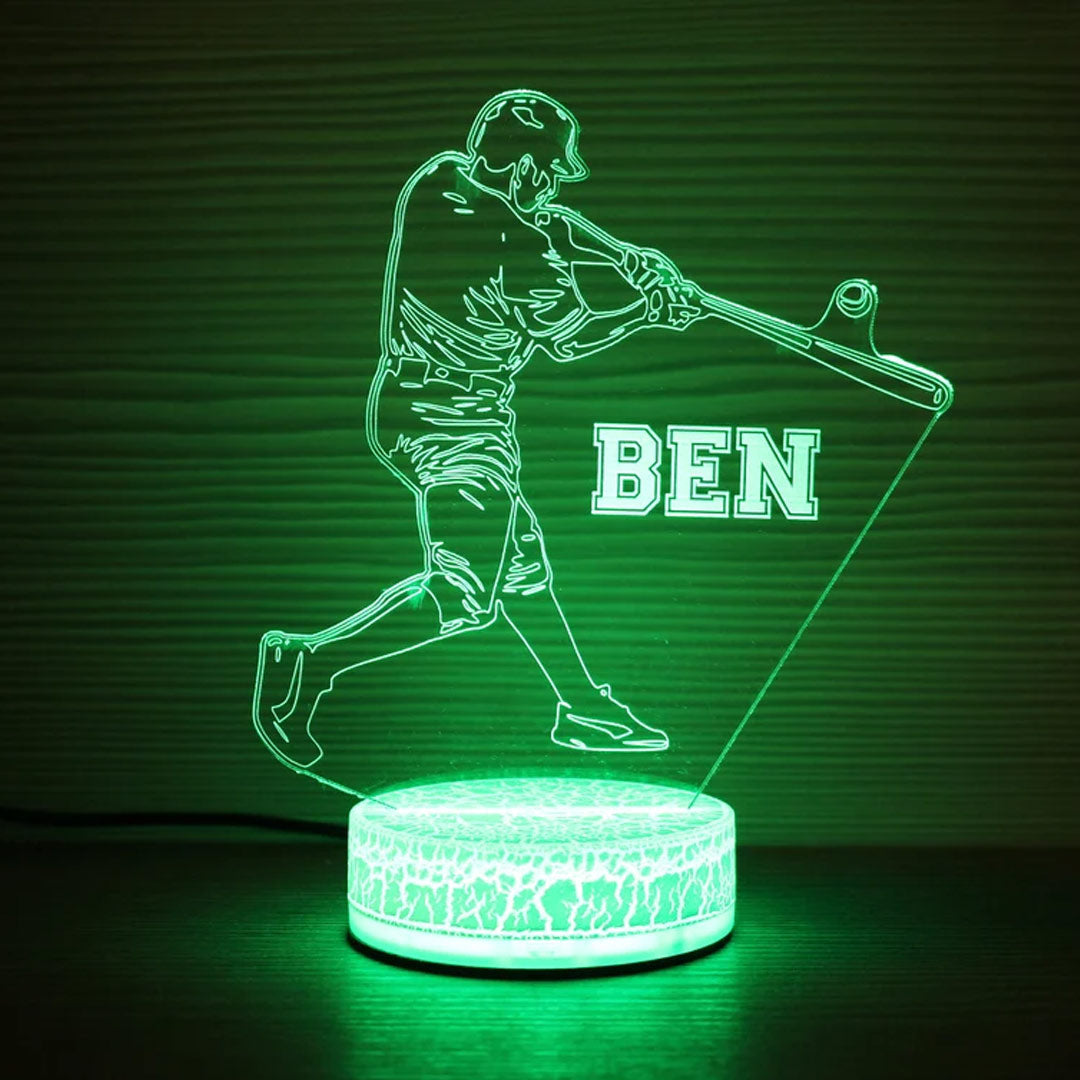 Luz de noche personalizada de jugador de béisbol