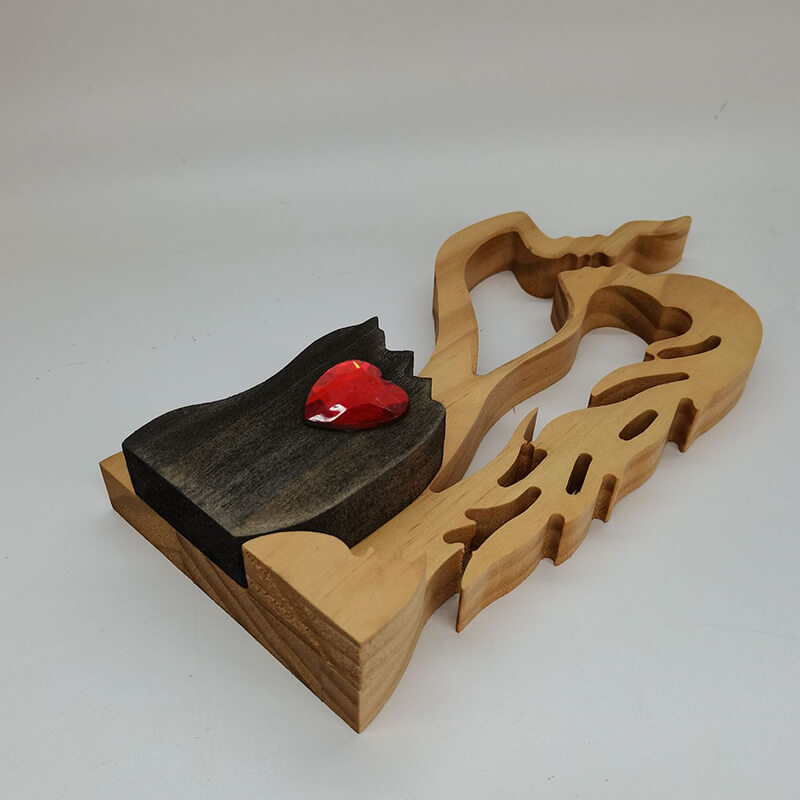 Ewige Liebespaar-Holzstatuen-Verzierung