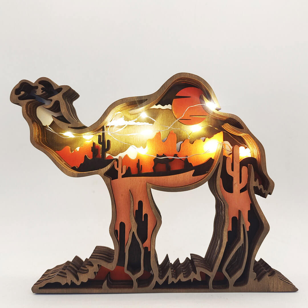 3D Wooden Camel Carving Handcraft