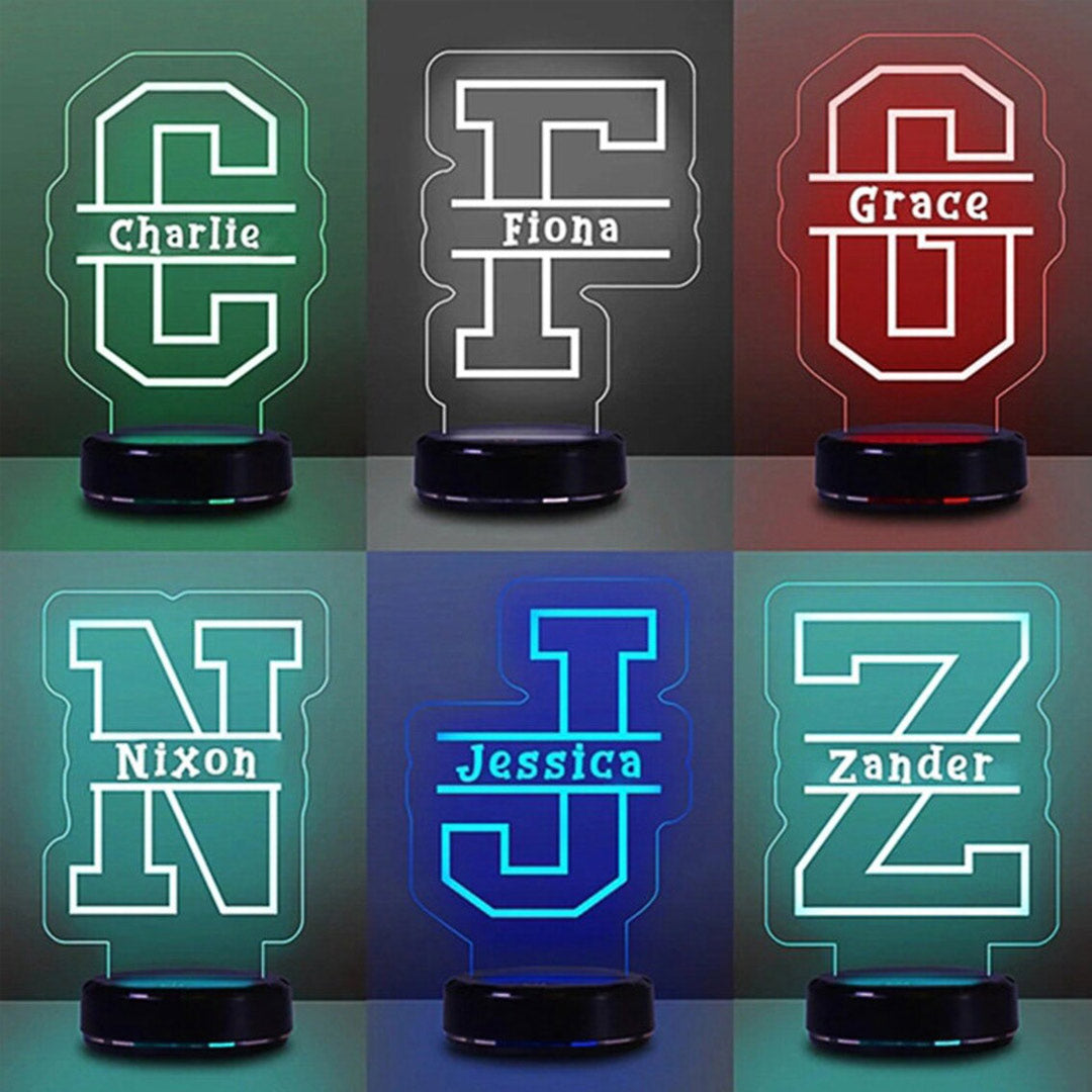 Luz de noche con letra de nombre personalizada