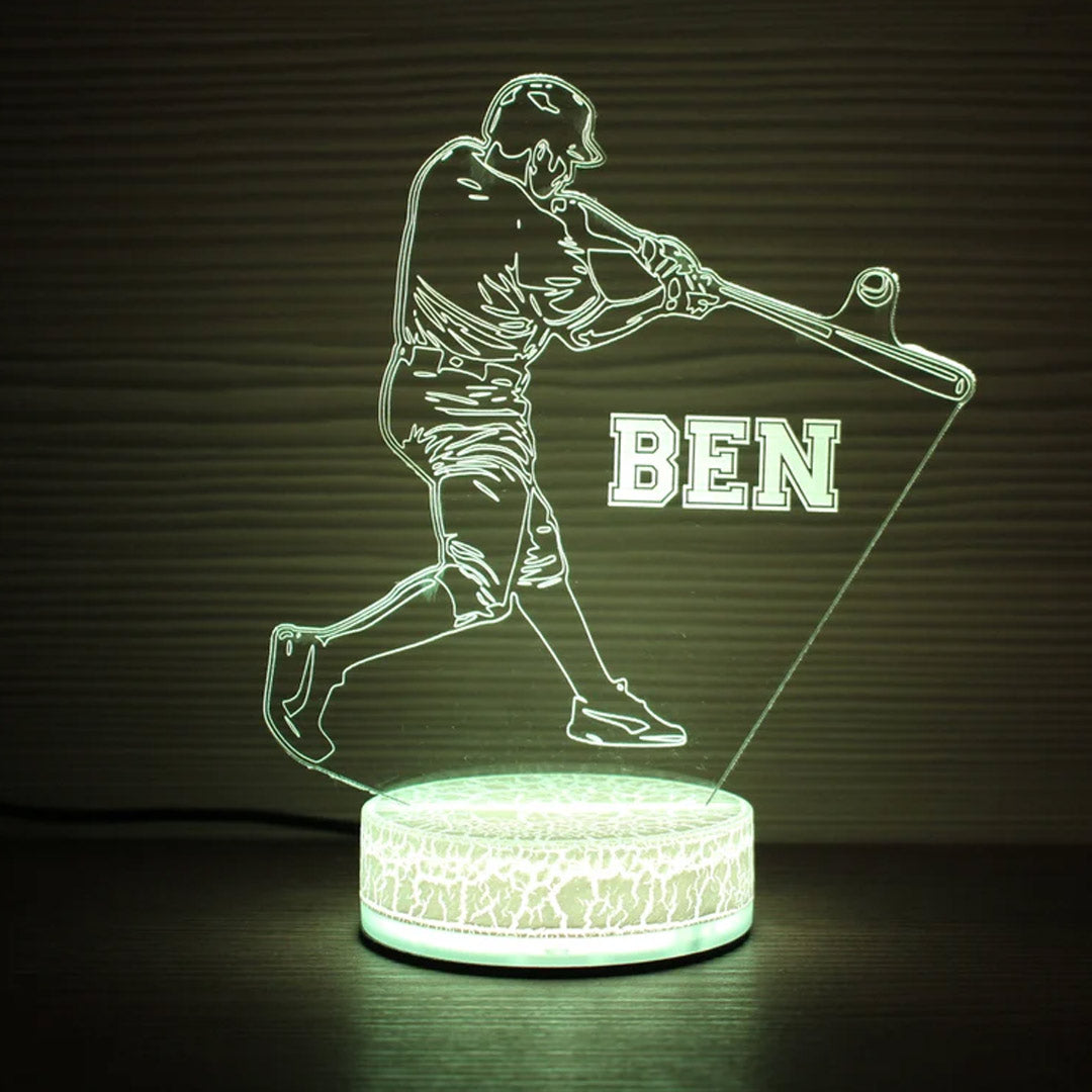 Luz de noche personalizada de jugador de béisbol