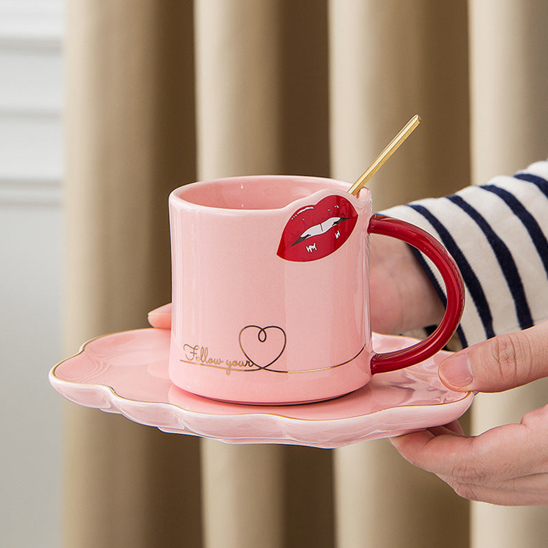 Sexy Red Lip Coffee Mug & Saucer