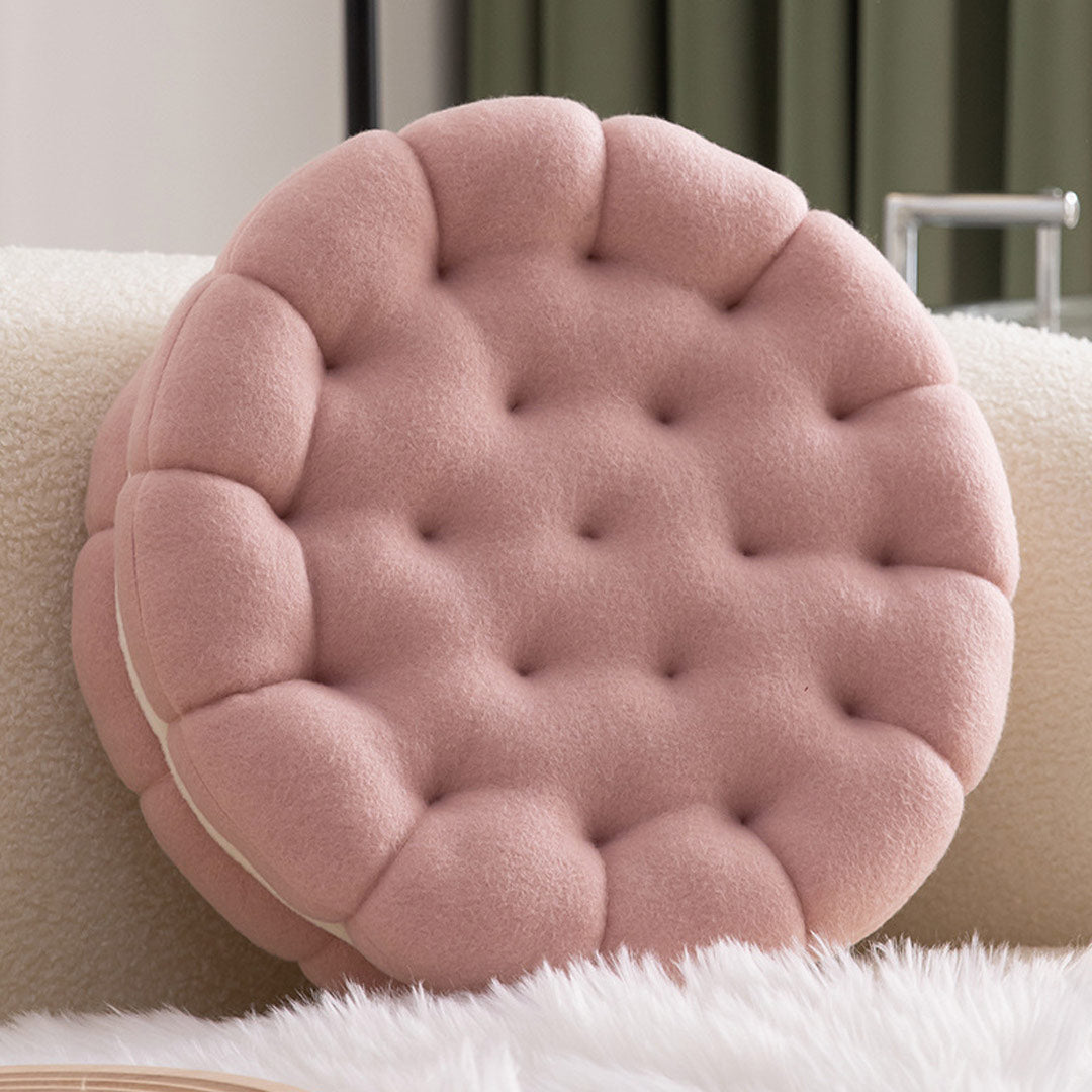 Biscuit Shaped Decorative Round Throw Pillow