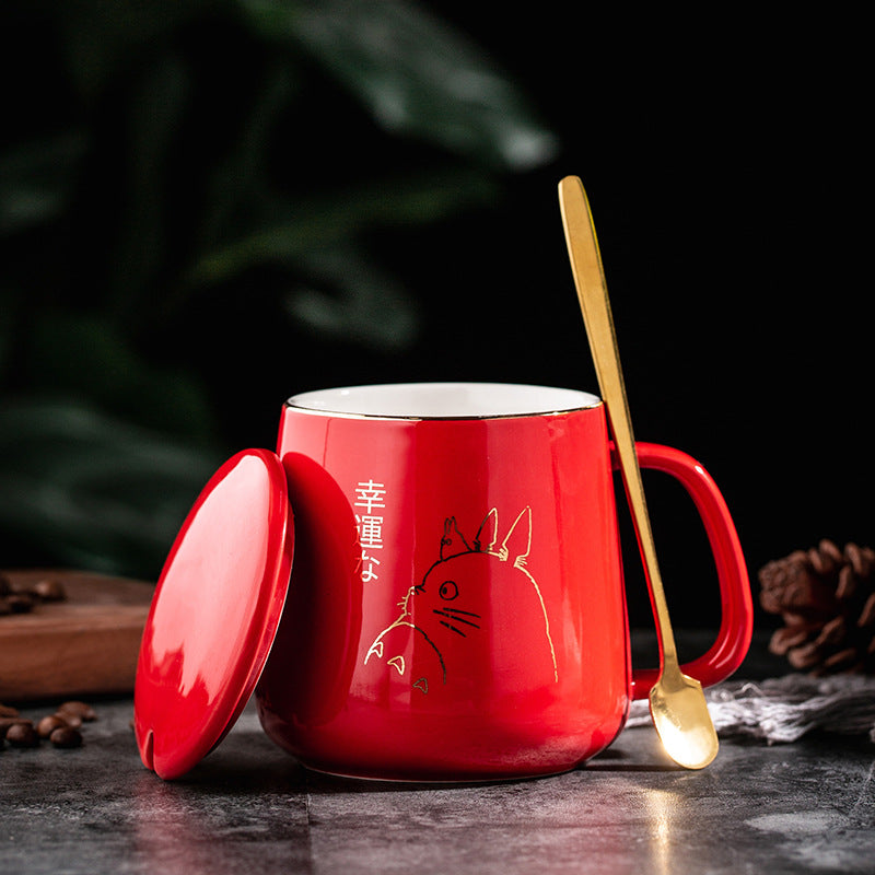 Totoro Kaffee-Tee-Becher mit Deckellöffel