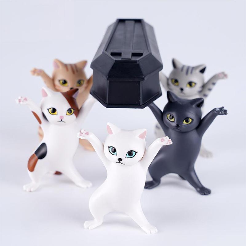 Adorno de escritorio con soporte para gato divertido