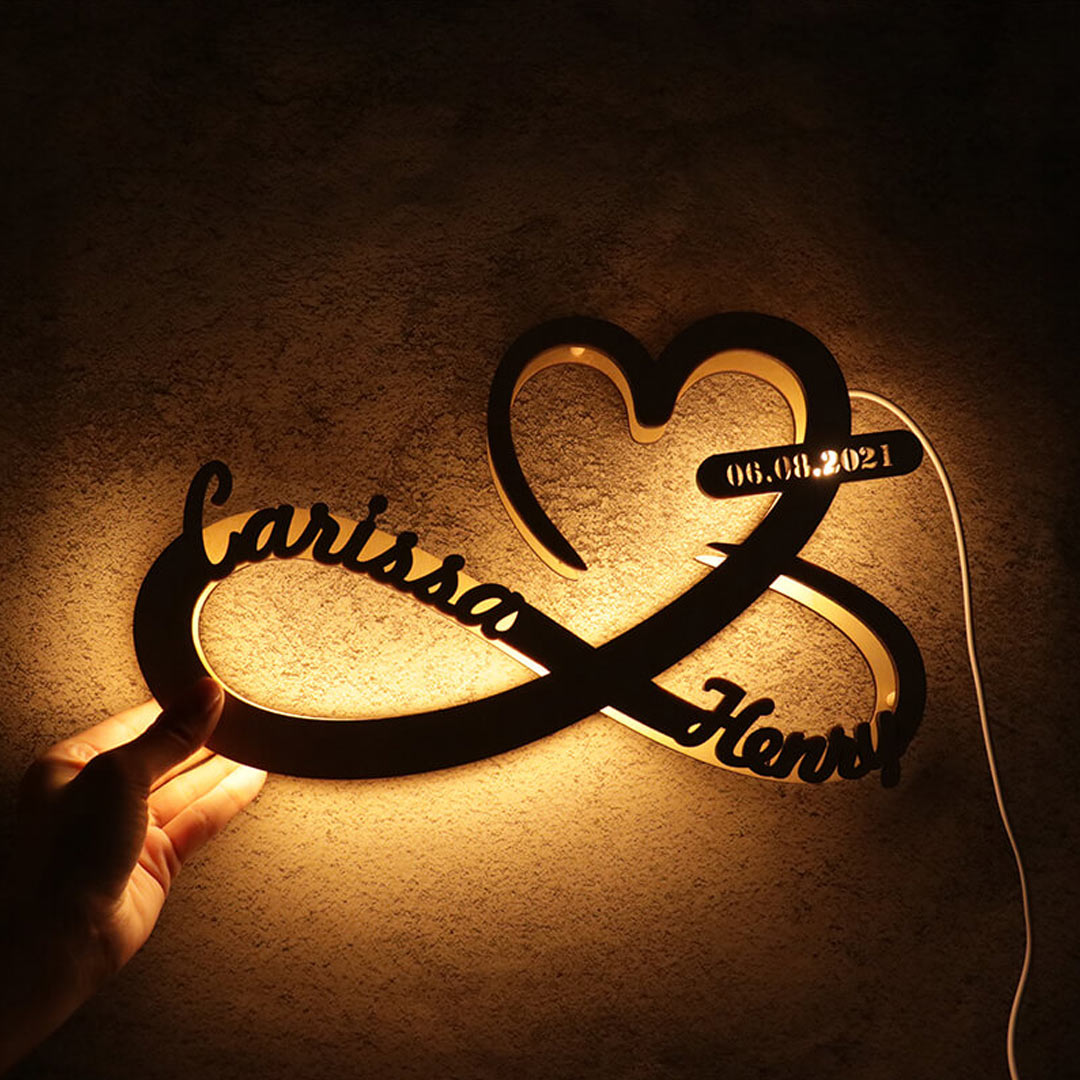 Luz de noche de madera infinita personalizada