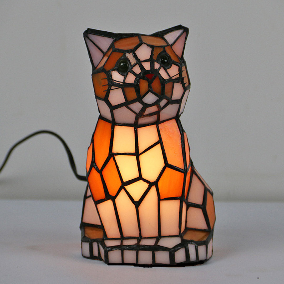 Lámpara de acento de vidrio Tiffany Cat
