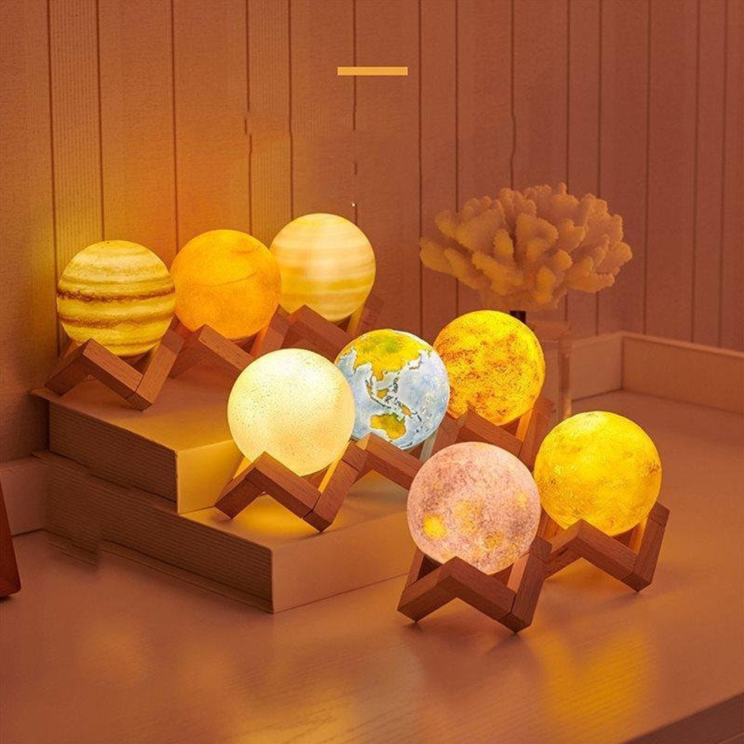 Acht Planeten 3D-Druck-LED-Lampen-Set