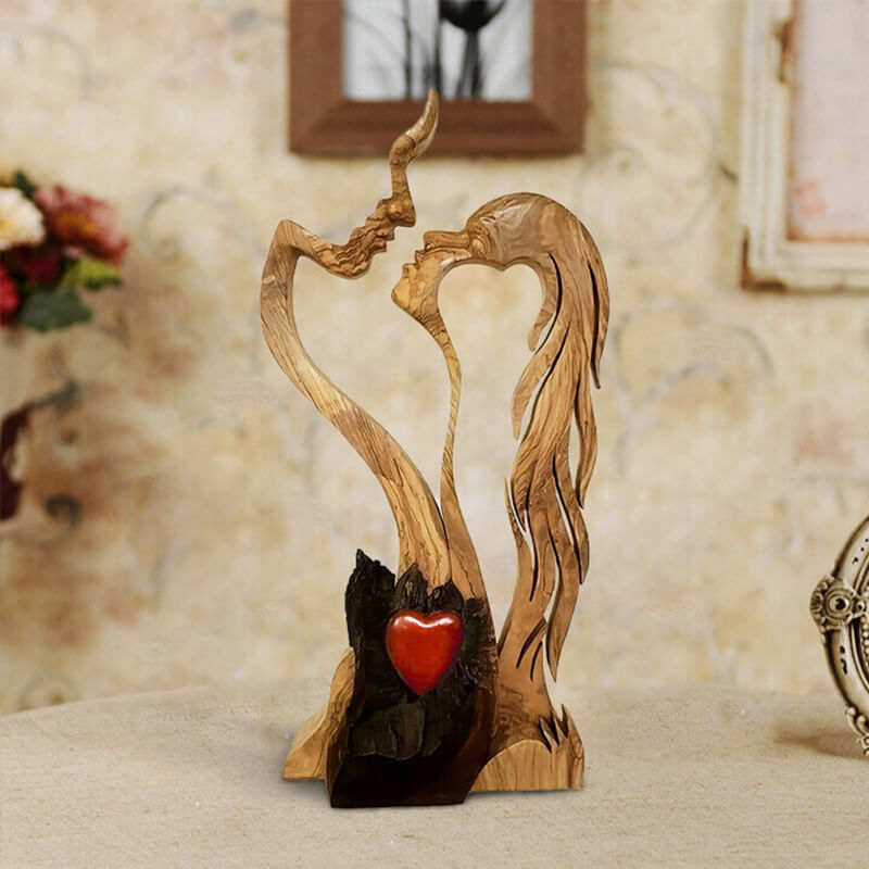 Ewige Liebespaar-Holzstatuen-Verzierung
