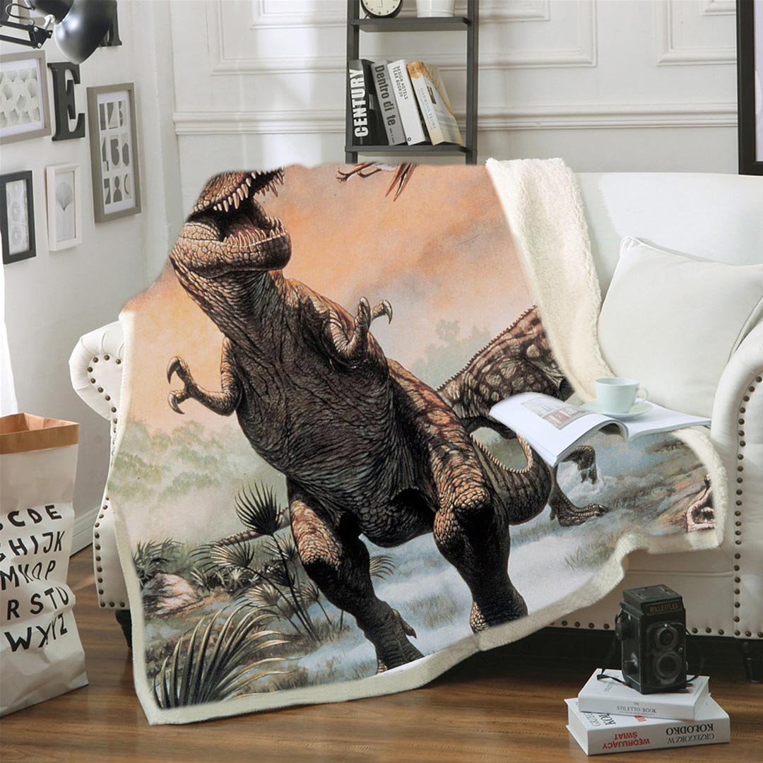 Couverture molletonnée dinosaure