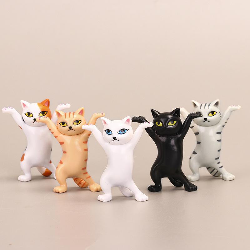 Adorno de escritorio con soporte para gato divertido
