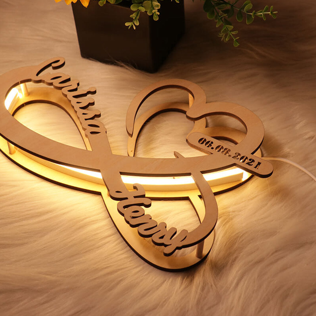 Luz de noche de madera infinita personalizada