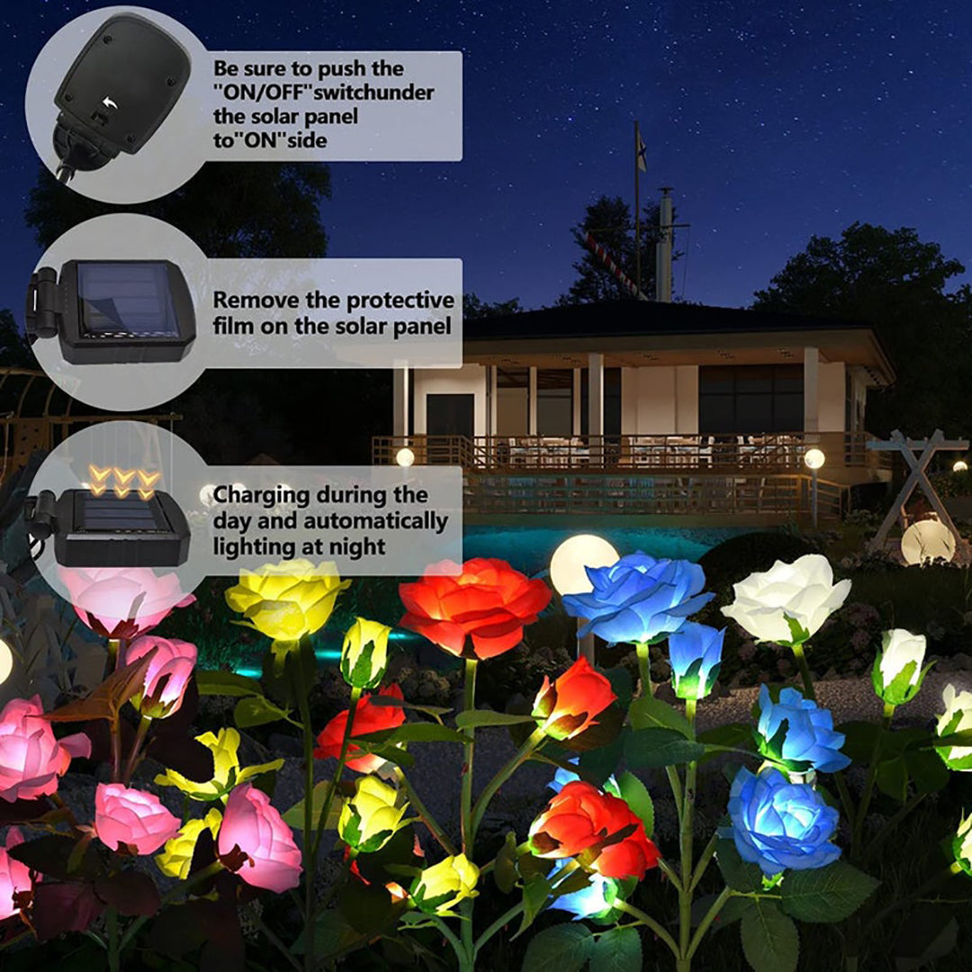 Luces solares LED de rosas