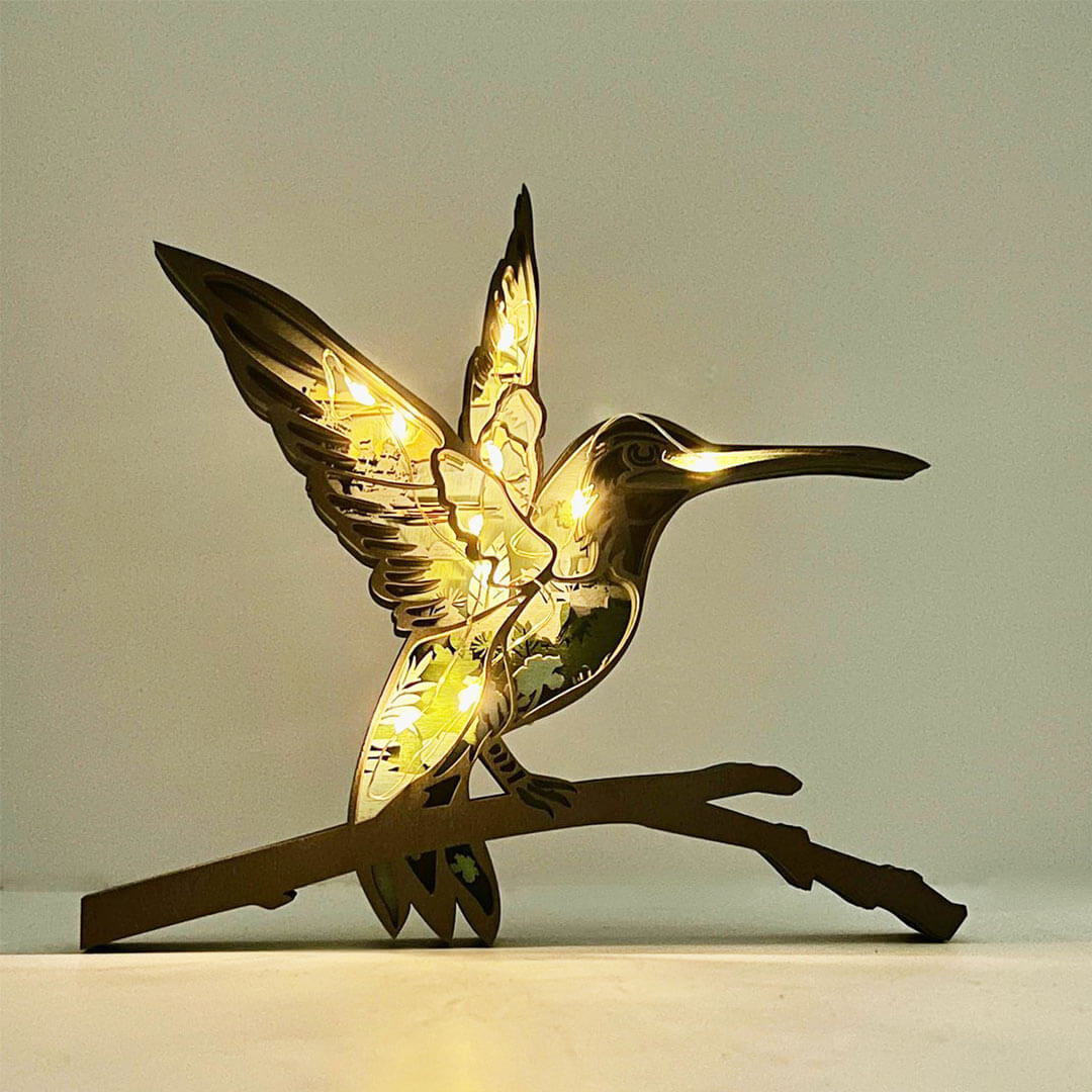 3D Wooden Hummingbird Carving Handcraft