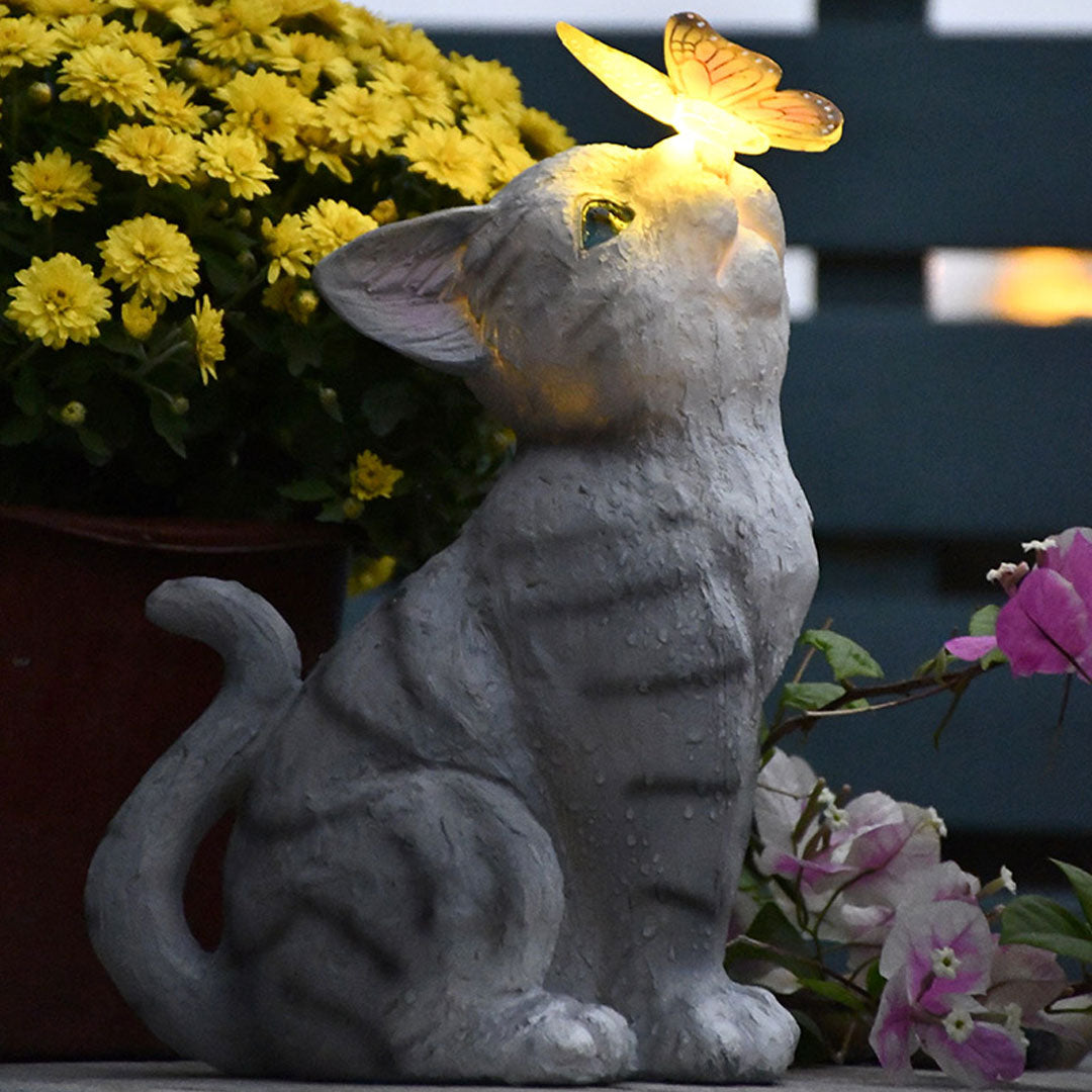 Dog/Cat With Butterfly Solar Lights Garden Decor