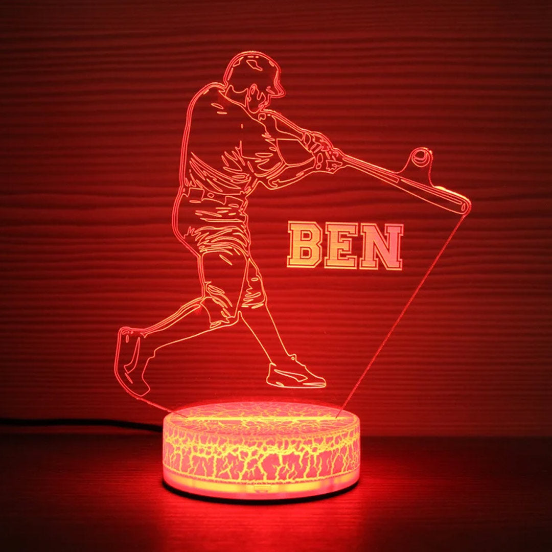 Luz de noche personalizada de jugador de béisbol